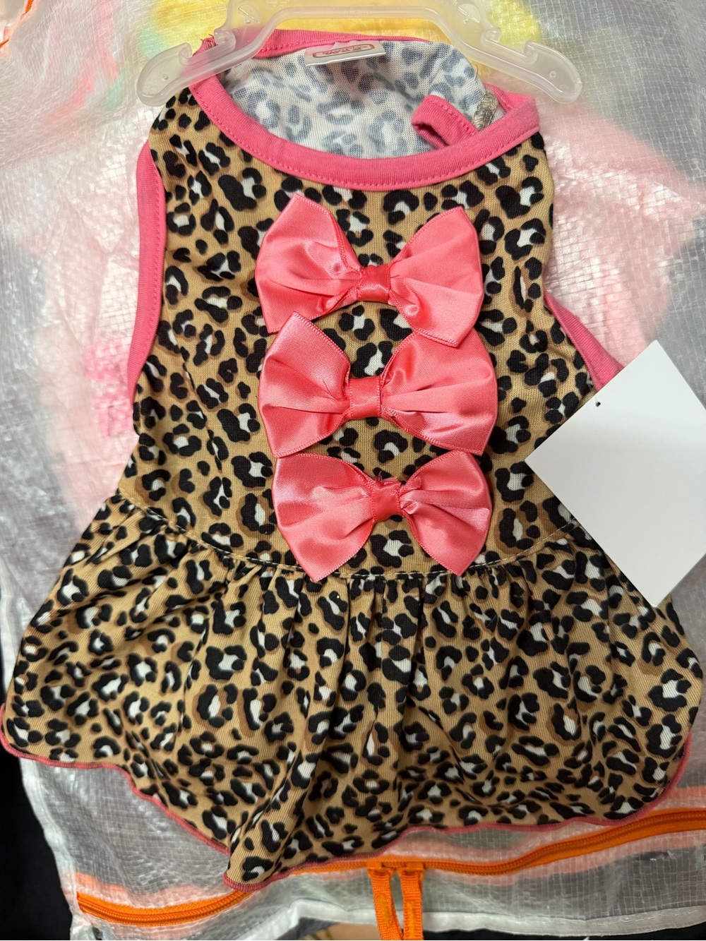Leopard Pet Dog cat Dress Sz S bow Pink Animal Clothes